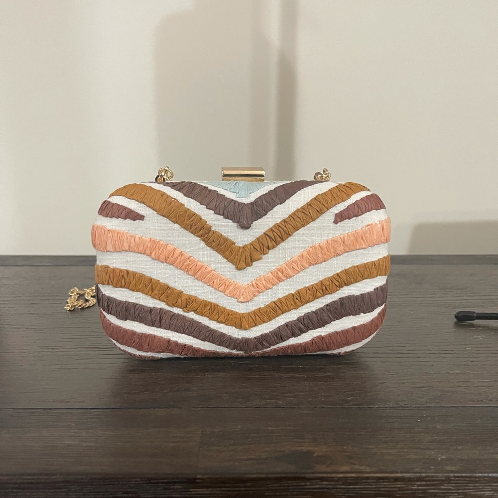Zebra stripe linen clutch bag